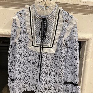 Self-Portrait Blue Floral Lace Blouse size 6